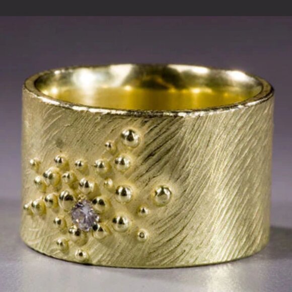 NWOT $400 Dahlia Kanner Sterling Silver & Cognac diamond bumpy ring with stone 6 - Picture 5 of 15